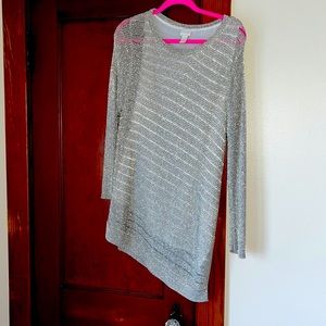 Shimmery silver metallic knit with sheer slip from Chicos size 2